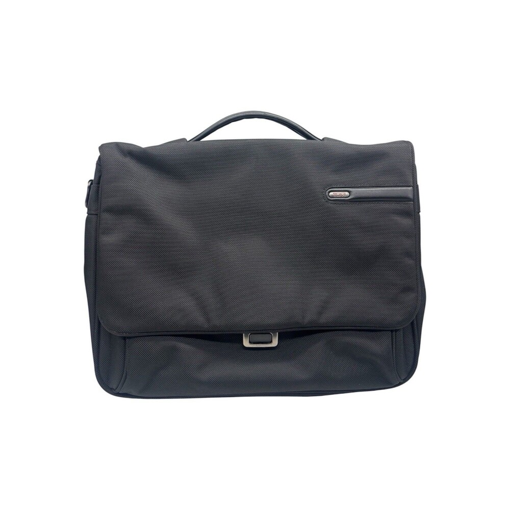 Tumi FXT Ballistic Nylon Laptop Briefcase Pushlock Black Business Bag No Strap